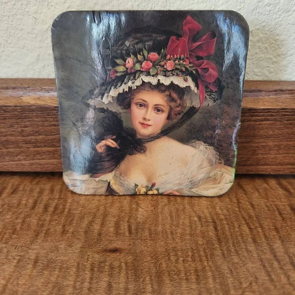 Victorian lady cup mat coaster 1 single piece decorative